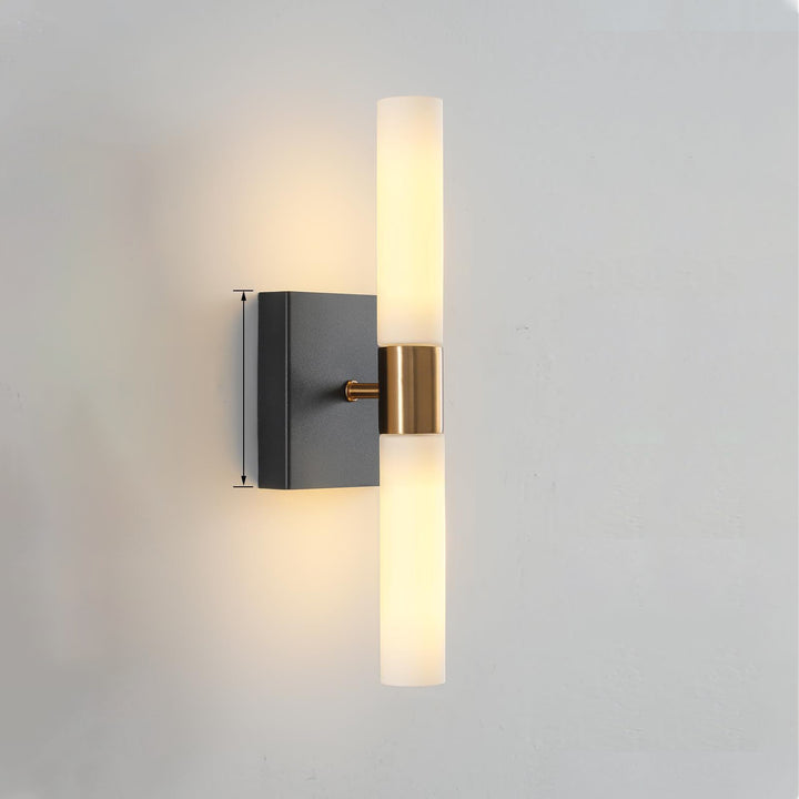 Modern Minimalist Glass Iron Cylindrical Round 2-Light Wall Sconce Lamp For Bedroom &amp; Living Room