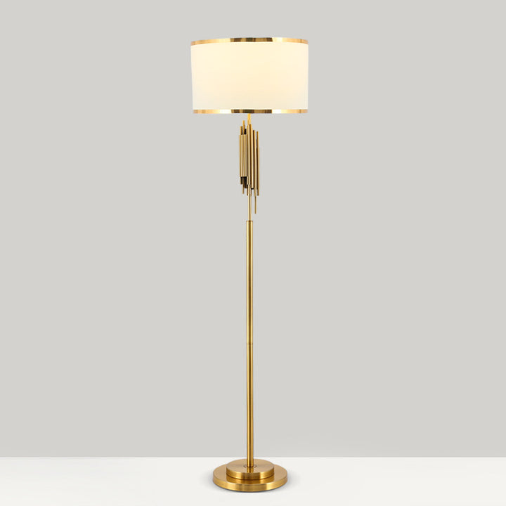 Contemporary Scandinavian Fabric Iron Oval-U Shape Round 1-Light Standing Floor Lamp For Bedroom &amp; Living Room