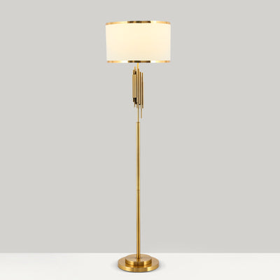 Zeitgenössische skandinavische Stoff-Eisen-Oval-U-Form-Rund-1-Licht-Stehlampe für Schlafzimmer & Wohnzimmer 