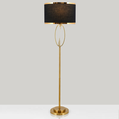 Zeitgenössische skandinavische Stoff-Eisen-Oval-U-Form-Rund-1-Licht-Stehlampe für Schlafzimmer & Wohnzimmer 