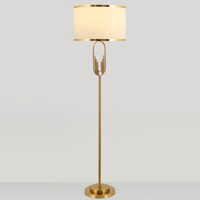 Zeitgenössische skandinavische Stoff-Eisen-Oval-U-Form-Rund-1-Licht-Stehlampe für Schlafzimmer & Wohnzimmer 