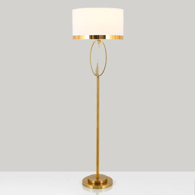 Zeitgenössische skandinavische Stoff-Eisen-Oval-U-Form-Rund-1-Licht-Stehlampe für Schlafzimmer & Wohnzimmer 