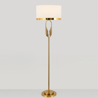 Zeitgenössische skandinavische Stoff-Eisen-Oval-U-Form-Rund-1-Licht-Stehlampe für Schlafzimmer & Wohnzimmer 