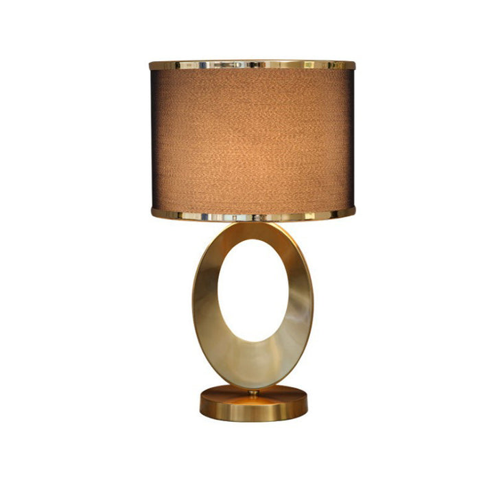 Contemporary Creative Fabric Metal Round-Ring 1-Light Table Lamp For Bedroom &amp; Living Room