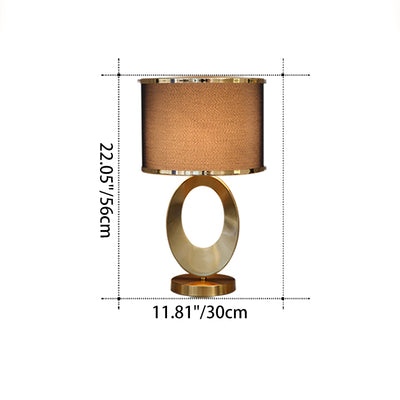 Zeitgenössische kreative Stoff-Metall-Rundring-1-Licht-Tischlampe für Schlafzimmer & Wohnzimmer 