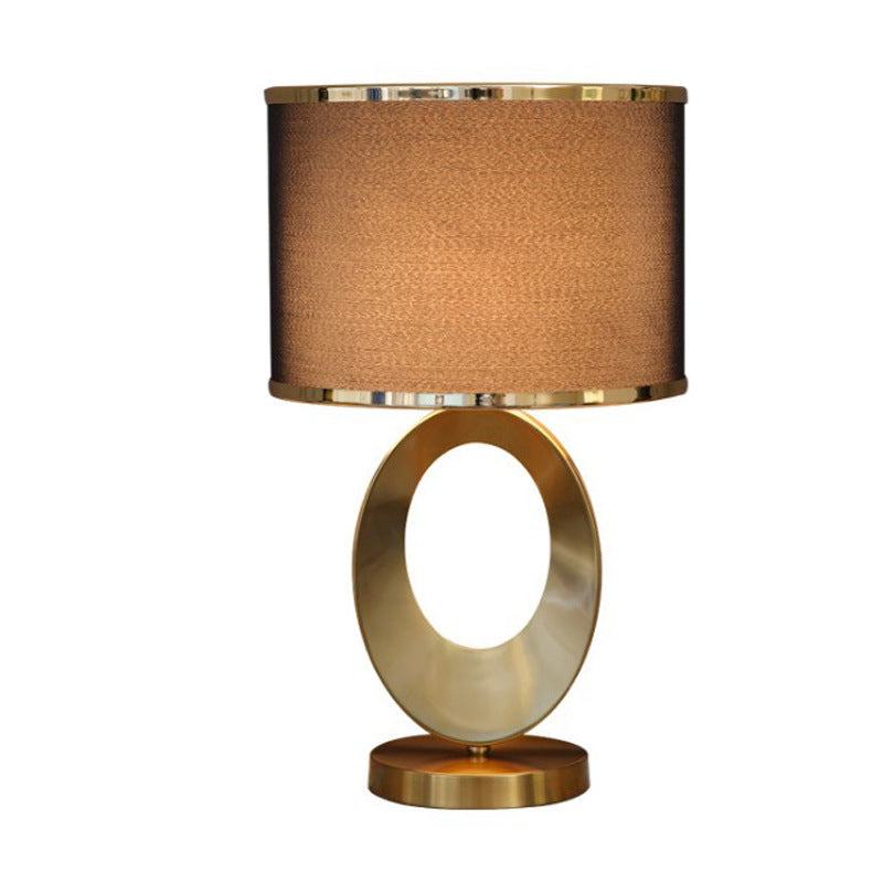 Contemporary Creative Fabric Metal Round-Ring 1-Light Table Lamp For Bedroom &amp; Living Room