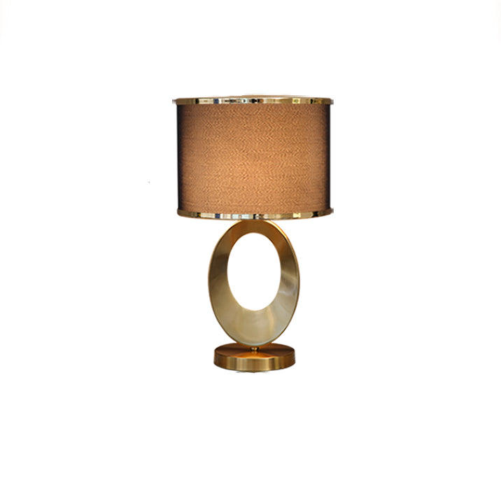 Zeitgenössische kreative Stoff-Metall-Rundring-1-Licht-Tischlampe für Schlafzimmer & Wohnzimmer 