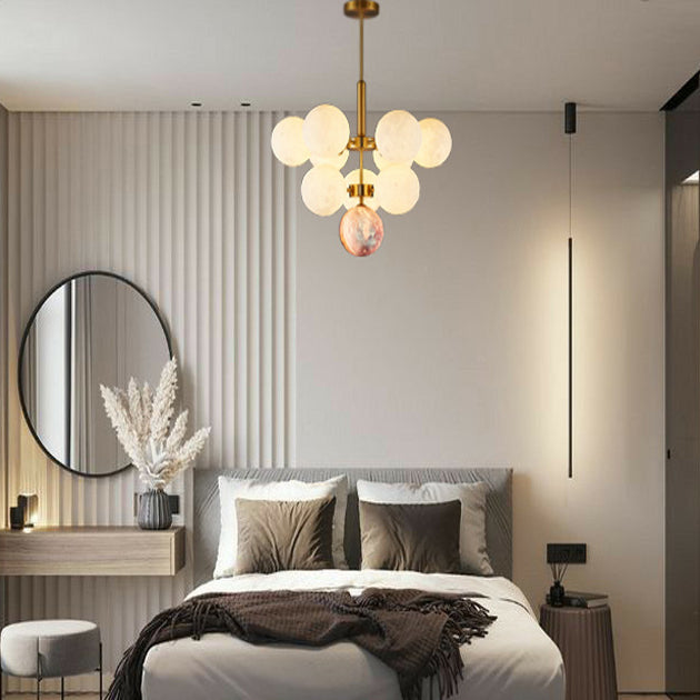 Plafonnier contemporain scandinave en PLA Fer Planète Ronde 5/13 Lumières pour Chambre et Salon 