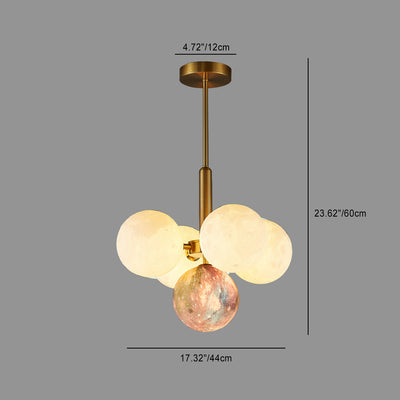 Contemporary Scandinavian PLA Iron Planet Round 5/13-Light Chandelier For Bedroom & Living