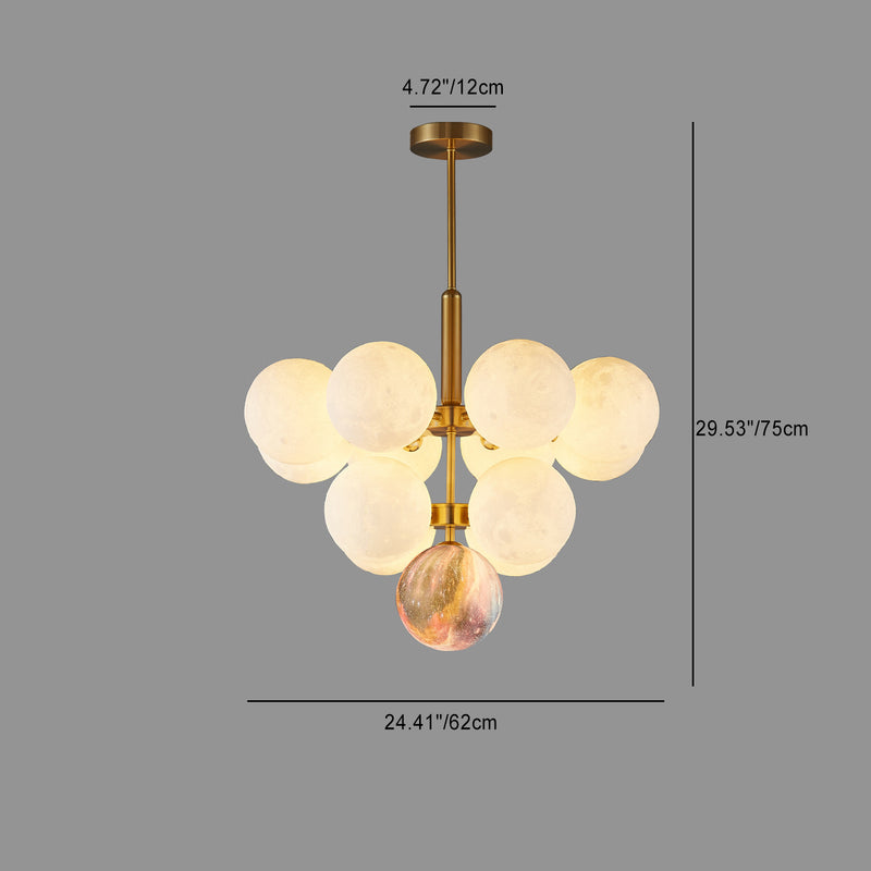 Contemporary Scandinavian PLA Iron Planet Round 5/13-Light Chandelier For Bedroom & Living