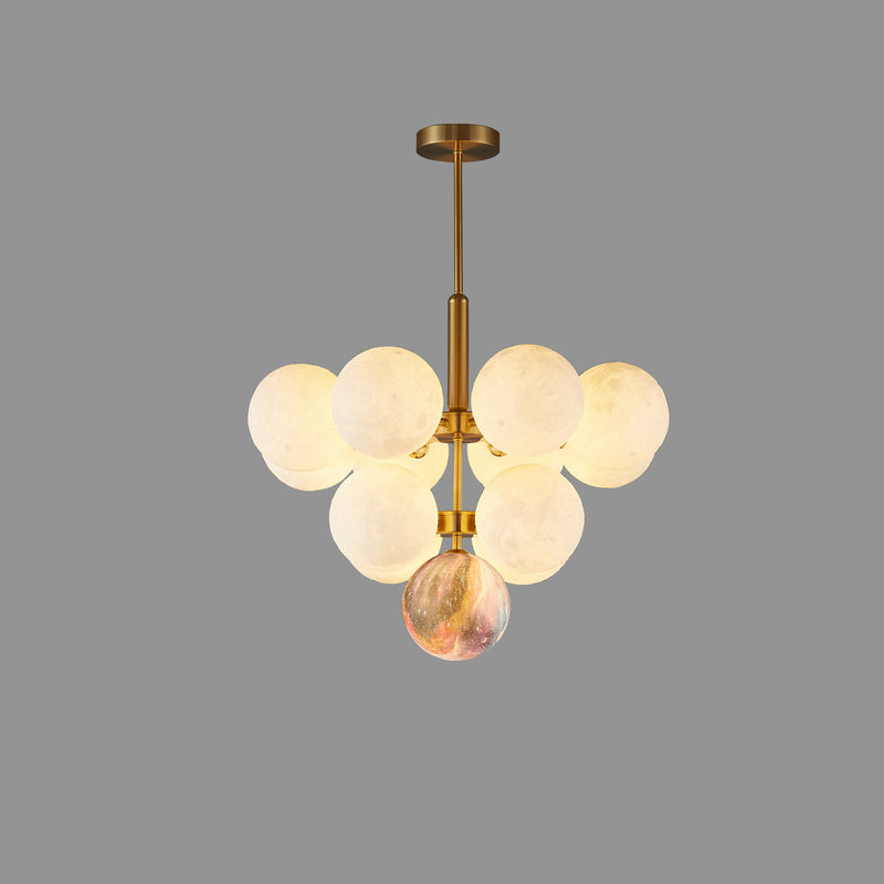 Contemporary Scandinavian PLA Iron Planet Round 5/13-Light Chandelier For Bedroom & Living