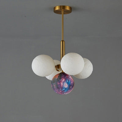 Contemporary Scandinavian PLA Iron Planet Round 5/13-Light Chandelier For Bedroom & Living