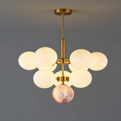 Contemporary Scandinavian PLA Iron Planet Round 5/13-Light Chandelier For Bedroom & Living