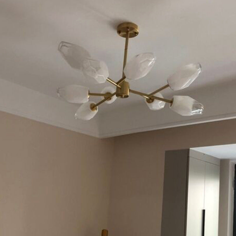 Contemporary Creative Brass Glass Round Branch 9/12-Light Chandelier For Bedroom &amp; Living Room