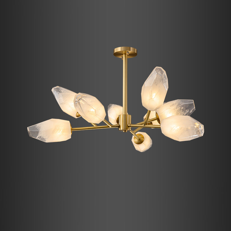 Contemporary Creative Brass Glass Round Branch 9/12-Light Chandelier For Bedroom &amp; Living Room