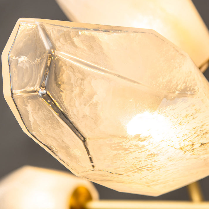 Contemporary Creative Brass Glass Round Branch 9/12-Light Chandelier For Bedroom &amp; Living Room