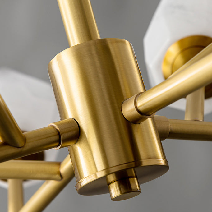 Contemporary Creative Brass Glass Round Branch 9/12-Light Chandelier For Bedroom &amp; Living Room