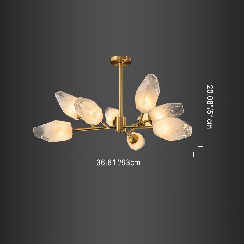 Contemporary Creative Brass Glass Round Branch 9/12-Light Chandelier For Bedroom &amp; Living Room