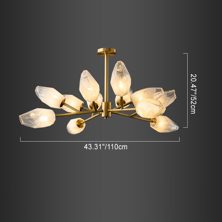 Contemporary Creative Brass Glass Round Branch 9/12-Light Chandelier For Bedroom &amp; Living Room