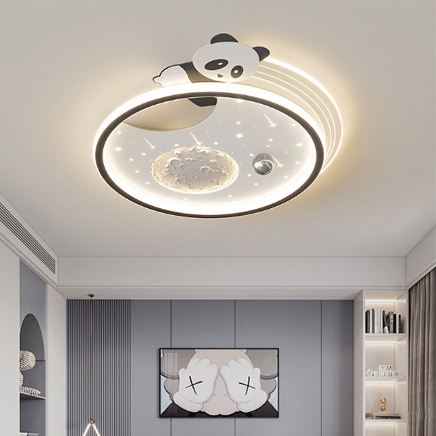 Lustre de plafond LED en résine acrylique fer Art Déco moderne pour enfants avec lapin et panda pour chambre et salon 