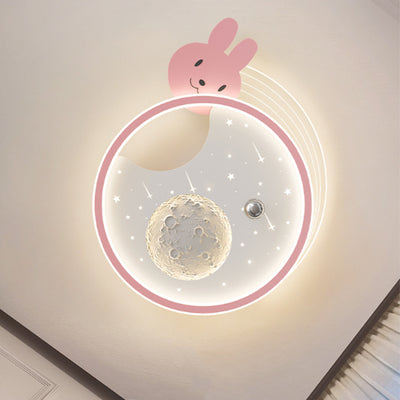 Moderne Art Deco Kinder Acrylharz Eisen Hase Panda LED Deckenleuchte für Schlafzimmer & Wohnzimmer 