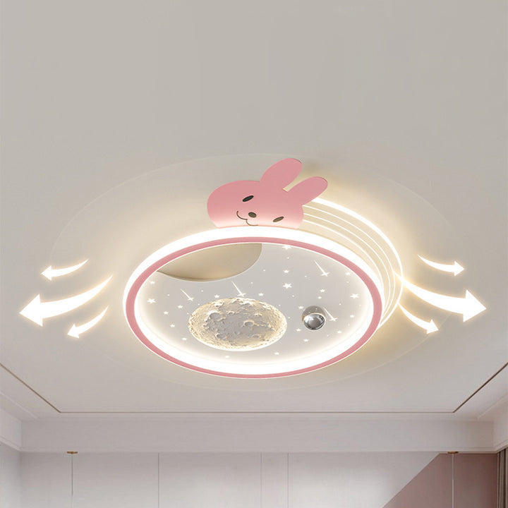 Modern Art Deco Kids Acrylic Resin Iron Bunny Panda LED Flush Mount Ceiling Light For Bedroom &amp; Living Room