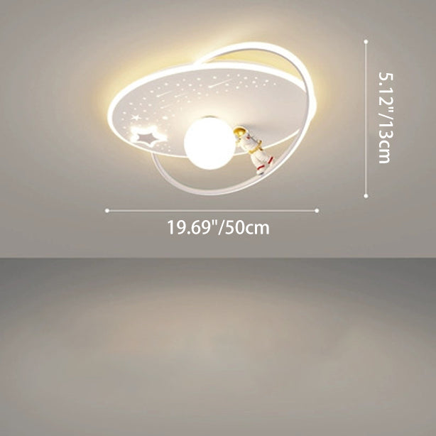Lustre de plafond LED moderne Art Déco pour enfants en verre acrylique fer astronaute planète pour chambre et salon 