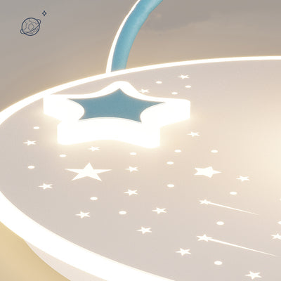 Moderne Art Deco Kinder Glas Acryl Eisen Astronaut Planet LED Deckenleuchte für Schlafzimmer & Wohnzimmer 