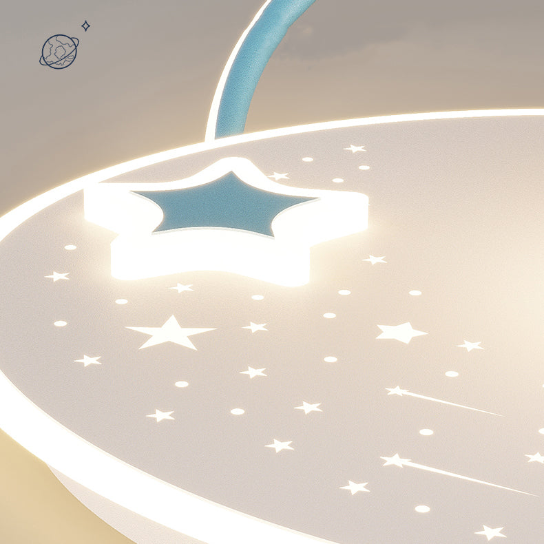 Moderne Art Deco Kinder Glas Acryl Eisen Astronaut Planet LED Deckenleuchte für Schlafzimmer & Wohnzimmer 