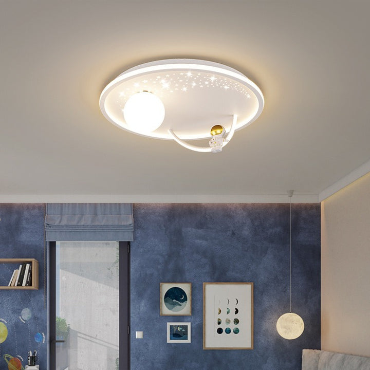 Lustre de plafond LED moderne Art Déco pour enfants en verre acrylique fer astronaute planète pour chambre et salon 