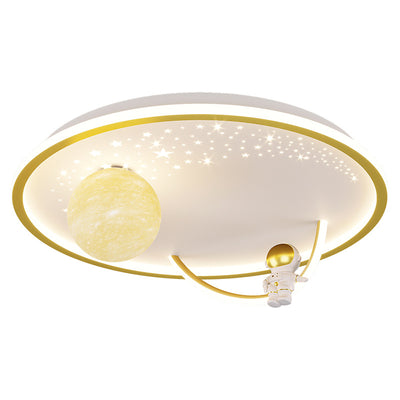 Moderne Art Deco Kinder Glas Acryl Eisen Astronaut Planet LED Deckenleuchte für Schlafzimmer & Wohnzimmer 