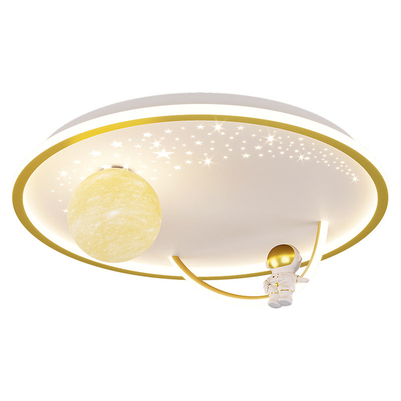 Moderne Art Deco Kinder Glas Acryl Eisen Astronaut Planet LED Deckenleuchte für Schlafzimmer & Wohnzimmer 