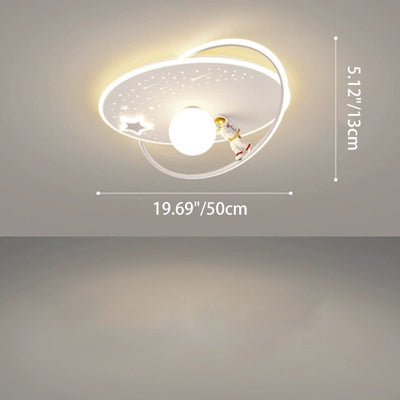 Moderne Art Deco Kinder Glas Acryl Eisen Astronaut Planet LED Deckenleuchte für Schlafzimmer & Wohnzimmer 
