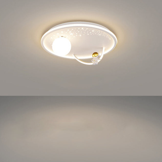 Moderne Art Deco Kinder Glas Acryl Eisen Astronaut Planet LED Deckenleuchte für Schlafzimmer & Wohnzimmer 