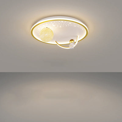 Moderne Art Deco Kinder Glas Acryl Eisen Astronaut Planet LED Deckenleuchte für Schlafzimmer & Wohnzimmer 