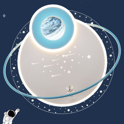 Moderne Art Deco Kinder Glas Acryl Eisen Astronaut Planet LED Deckenleuchte für Schlafzimmer & Wohnzimmer 