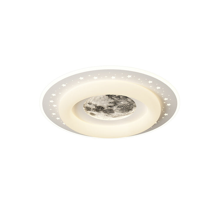 Contemporary Creative Acrylic Aluminum Iron Square Round Planet LED Flush Mount Ceiling Light For Bedroom