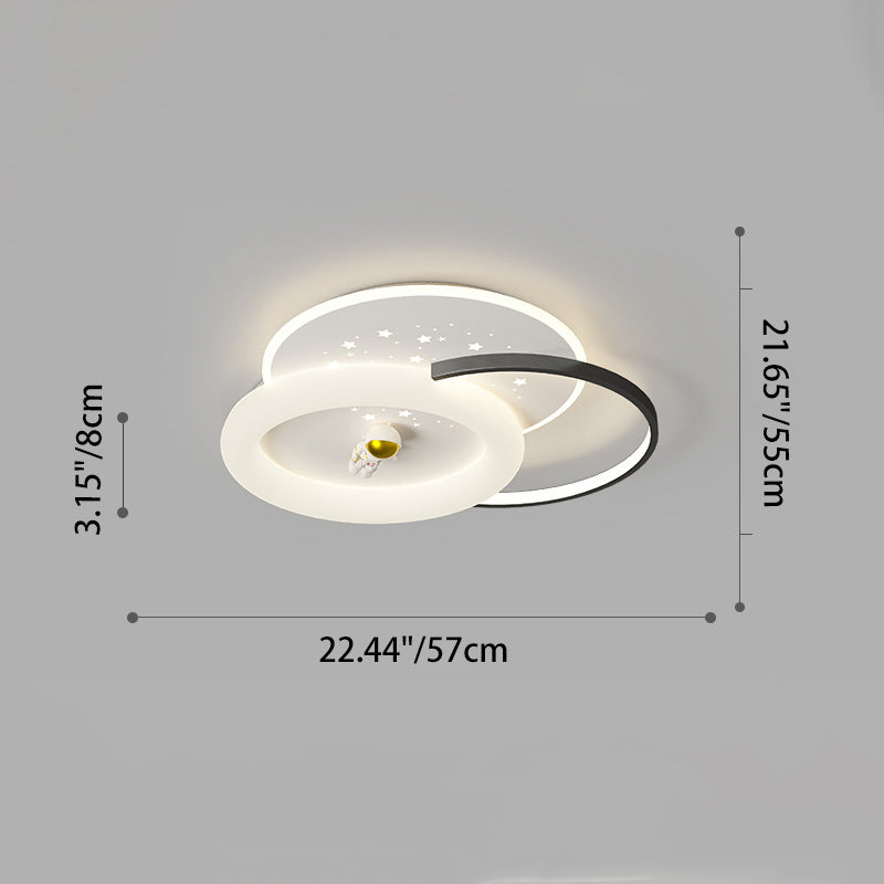 Contemporary Creative Acrylic Aluminum Iron Square Round Planet LED Flush Mount Ceiling Light For Bedroom