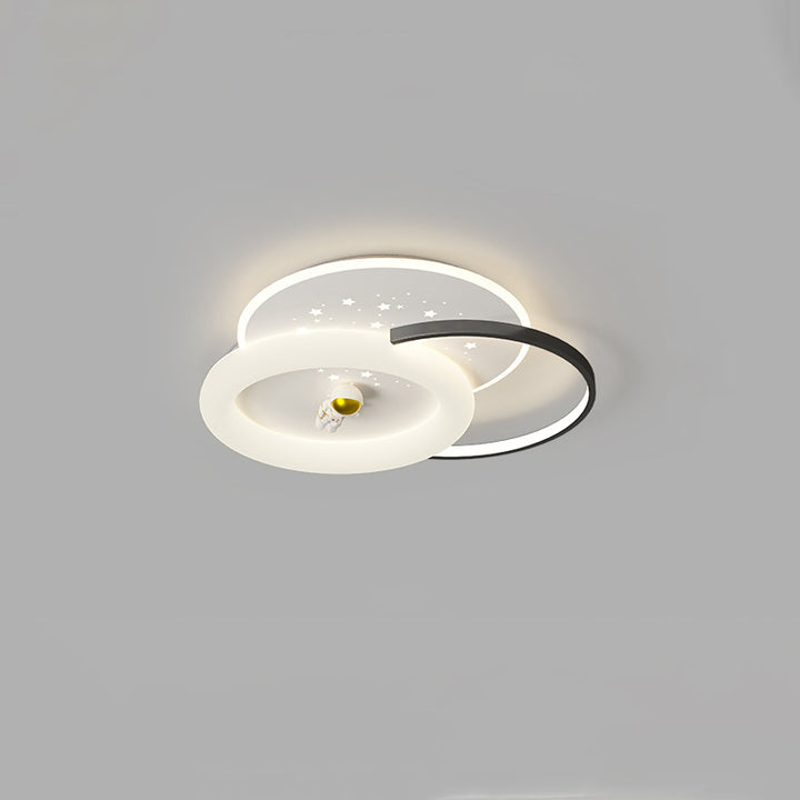 Contemporary Creative Acrylic Aluminum Iron Square Round Planet LED Flush Mount Ceiling Light For Bedroom
