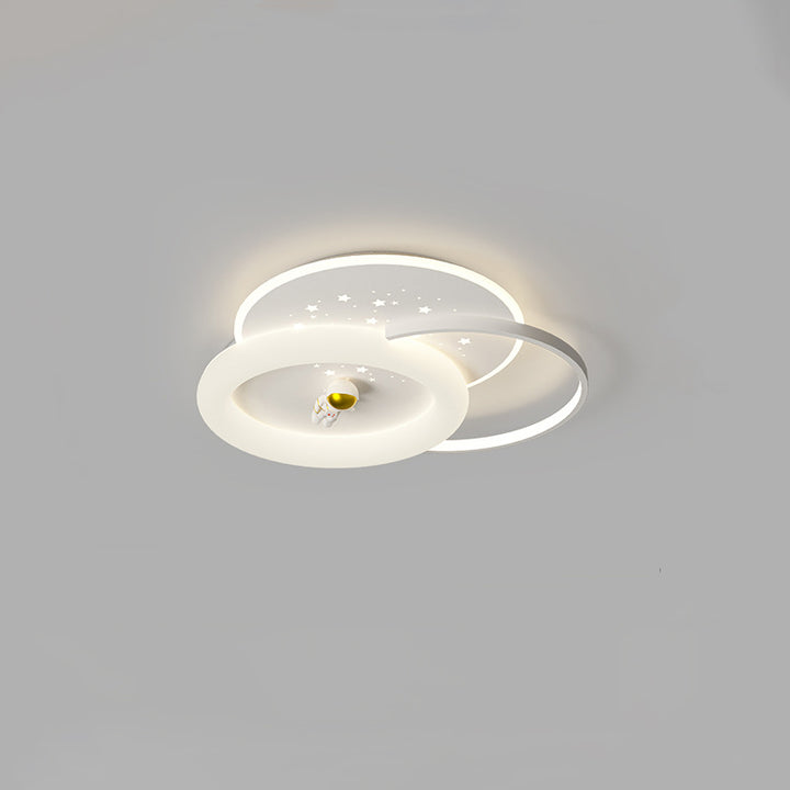Contemporary Creative Acrylic Aluminum Iron Square Round Planet LED Flush Mount Ceiling Light For Bedroom