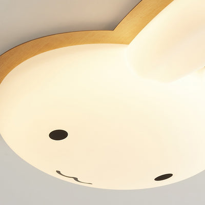 モダンアールデコキッズPEアイアンラビット形LEDフラッシュマウント天井ライト寝室用 