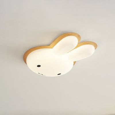 モダンアールデコキッズPEアイアンラビット形LEDフラッシュマウント天井ライト寝室用 