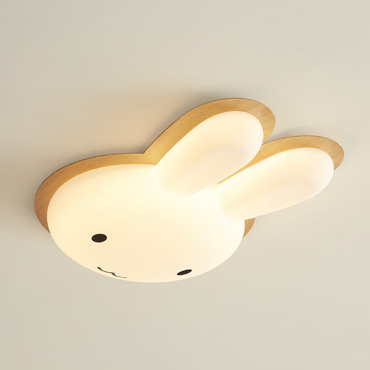 モダンアールデコキッズPEアイアンラビット形LEDフラッシュマウント天井ライト寝室用 