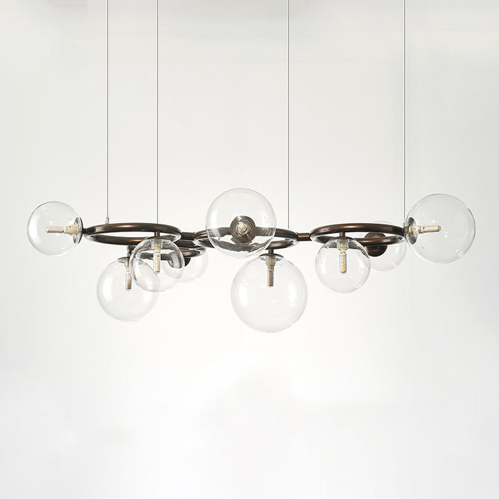 Lámpara de araña contemporánea escandinava de vidrio y hierro redondo de 5/7/9 luces para dormitorio y sala de estar 