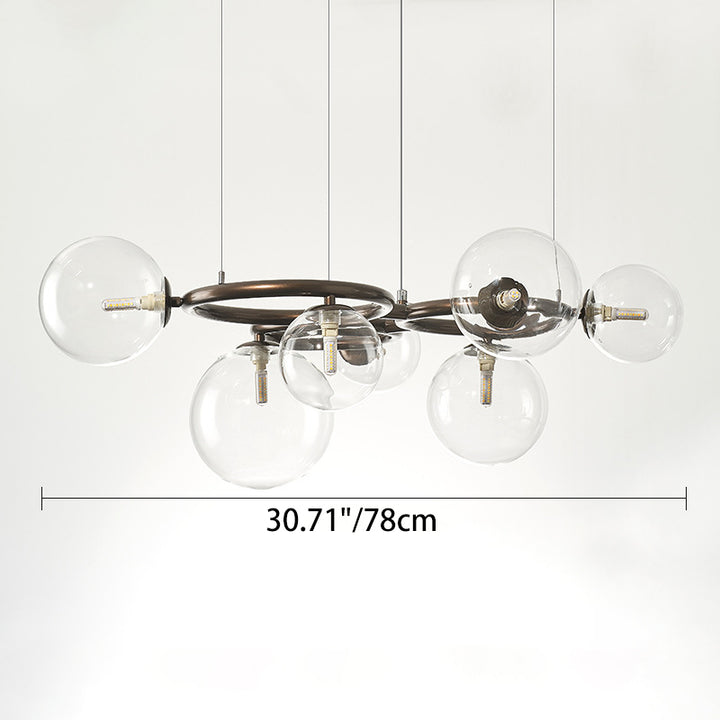 Lámpara de araña contemporánea escandinava de vidrio y hierro redondo de 5/7/9 luces para dormitorio y sala de estar 