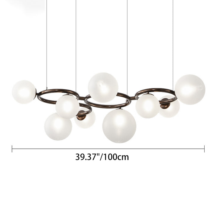 Lámpara de araña contemporánea escandinava de vidrio y hierro redondo de 5/7/9 luces para dormitorio y sala de estar 