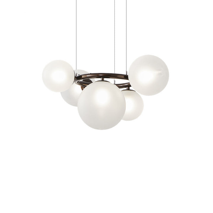 Lámpara de araña contemporánea escandinava de vidrio y hierro redondo de 5/7/9 luces para dormitorio y sala de estar 