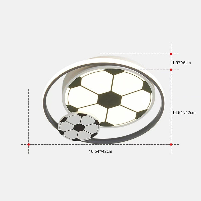 Moderne Art Deco Kinder Acryl Eisen Fußballförmige Runde LED Deckenleuchte Für Schlafzimmer 