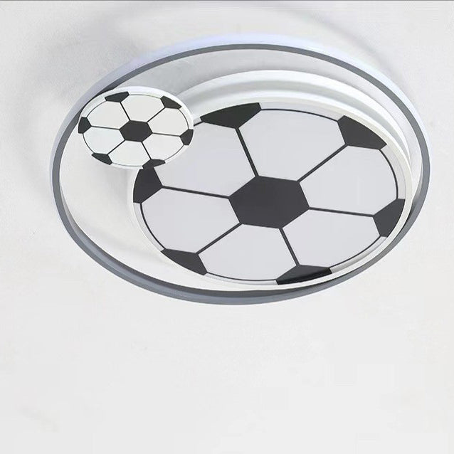Moderne Art Deco Kinder Acryl Eisen Fußballförmige Runde LED Deckenleuchte Für Schlafzimmer 