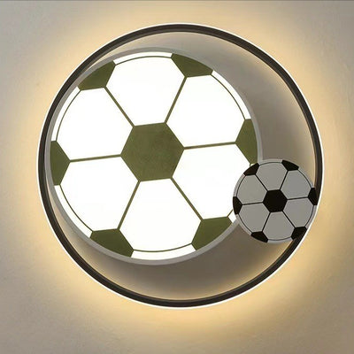 Moderne Art Deco Kinder Acryl Eisen Fußballförmige Runde LED Deckenleuchte Für Schlafzimmer 